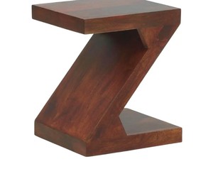Modern Z-Shaped Solid Wood End <b>Table</b> | Geometric Solid Wood Side <b>Table</b> for Living Room - Product Image 4