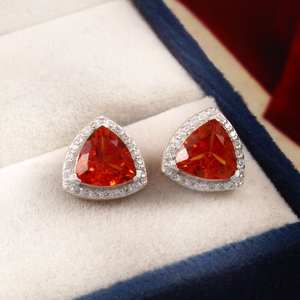 Pendientes de Zafiro Rosa en Forma de Tríguílón, Plata de Ley 925, Regalo de Compromiso para Mujer, Joyería de Lujo - Product Image 6