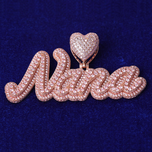 Colgante Personalizado de Moissanita Oro Rosa con Nombre y Corazón, Joyería Hip Hop Iced Out, Collar de Lujo Bling - Product Image 1