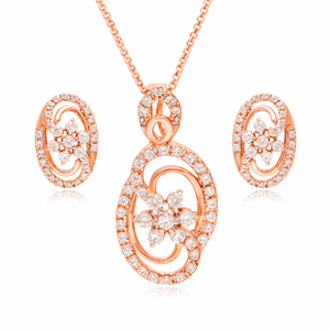 Elegant Cubic Zirconia Necklace <b>Set</b> 925 Sterling <b>Silver</b> Floral Pendant & <b>Stud</b> <b>Earrings</b> Jewelry <b>Set</b> for Women - Product Image 1