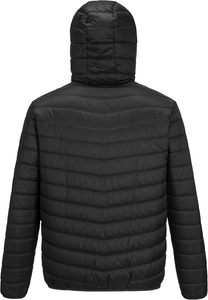 Veste matelassée à capuche noire pour homme, fermeture éclair, coupe-vent, hiver, décontractée, rembourrage en polyester, coupe régulière - Product Image 2
