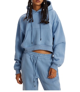 Women's Outdoor Crop <b>Top</b> Hoodie Set Women's Multi-color Solid Color Blank Hoodie Set 2026 - Product Image 1