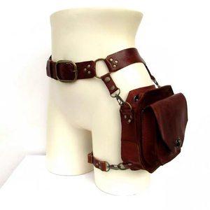<b>Slim</b> Leather Thigh Pouch Outdoor Leg Bag Lightweight Casual Everyday Carry Fashion Utility <b>Storage</b> Zipper Closure Unisex - Product Image 1