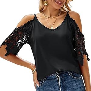 Womens off shoulder summer cotton blouse 2026 <b>heart</b> print floral applique lace trim <b>sweet</b> breathable casual long t shirt - Product Image 2