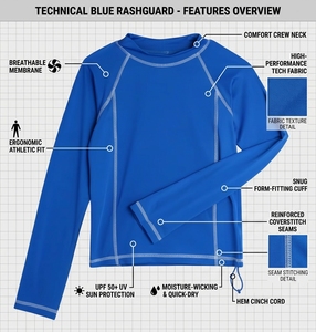 เสื้อรัดรูปแขนยาวแบบสั่งทำพิเศษ เย็บแบบ Flatlock ป้องกันรังสียูวี UPF 50+ เสื้อชั้นในสำหรับออกกำลังกาย ขายส่งแบบ OEM - Product Image 2