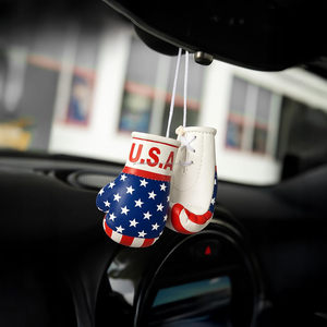 Mini Boxing Gloves Set Includes Matching Keychain | PU | Lightweight Waterproof | <b>Car</b> Rearview Mirror Gym Mini Boxing Gloves - Product Image 3