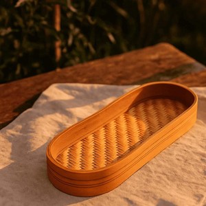 Custom Handmade <b>Large</b> Rattan Round Tray For Picnic Camp Bread Snacks <b>Storage</b> & Serving Tray At Amazing Price - Product Image 3