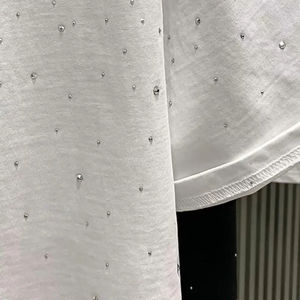 T-shirts personnalisés en gros pour hommes, 100% coton respirant, manches courtes, compression, unis, avec strass personnalisés pour hommes - Product Image 2