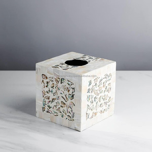 Exquisite Handcrafted <b>Mother</b> of Pearl Tissue Holder Inlay Design Decorative Napkin Dispenser with Personalized Logo Living Room - Product Image 2