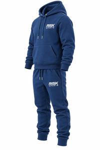 Ensemble de survêtement décontracté pour homme en coton bleu uni, comprenant un sweat à capuche et un pantalon de jogging, idéal pour l'hiver - Product Image 3