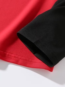 <b>Top</b> Trending Simple Plain Custom Shirt Unisex Red Black Contrast Biohazard Gas Mask Print Long Sleeve Shirt Double <b>Layer</b> Sleeves - Product Image 3
