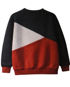 Sudadera Personalizada para Mujer en Bloques de Color Azul Marino, Rojo y Gris, Sudadera Casual de Invierno con Cuello Redondo, Felpa Suave y Bordado de Águila - Product Image 2