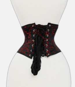 FancyShape <b>Women</b> Black Red Waist Cincher <b>Corset</b> Firm Control Seamless Shapewear Hook-and-Eye Design Breathable Nylon Adult Size - Product Image 3