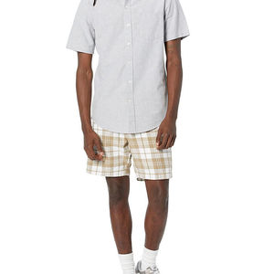 Shorts Bermuda à Carreaux pour Homme, Taille Mi-Haute, Fermeture Boutonnée, Style Décontracté en Coton Tissé à Motif Écossais - Product Image 3