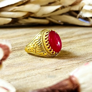 Trendy Onyx <b>Rings</b> Boho Brass <b>Rings</b> for Women 18k <b>Gold</b> Plated Antique Tribal Flower Band Statement <b>Ring</b> for Wholesale/OEM/ODM - Product Image 1