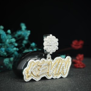 Colgante de boda de dos tonos con moissanita de corte brillante redondo y bailarina de copo de nieve, joyería hip hop de Phoenix Enterprise - Product Image 5