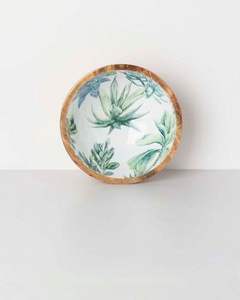 Tazón Redondo de Madera Antigua con Estampado Esmaltado para Servir, Decorativo para Mesa de Comedor, para Frutas, Ensaladas y Pasta - Product Image 4