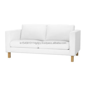 Sofá de cuero genuino Karlstad de 2 plazas, sección deslizante para comedor, hoteles, características decorativas, almacenes, centros comerciales, sala de estar, escuela - Product Image 1
