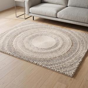 Tapis élégant en laine crème tissé à la main, couleur unie, antidérapant, à poils moyens, pour salon moderne, chambre, entrée, usage domestique et commercial - Product Image 4