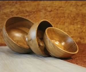 Bol de service en bois pour Noël, bol rond pour la table, vaisselle, bol pour servir des collations et des soupes, article ménager au meilleur prix - Product Image 6