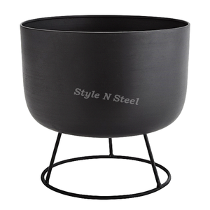 Full Black Iron Powder Coated Durable Multi-Purpose Modern Classic Floor & Indoor Outdoor Planter Drainage - Product Image 2