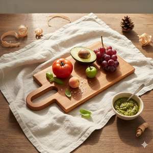 Planche à découper en bois pour la cuisine avec poignée, forme rectangulaire, épaisseur 1,3 cm, passe au lave-vaisselle, facile à nettoyer et non toxique - Product Image 5