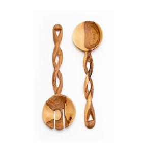 Juego de Servidor de Ensaladas de Lujo Moderno al por Mayor, Juego de Cuchara y Tenedor de Acacia, Servidor de Ensaladas de Madera con Mango, Accesorios de Cocina - Product Image 1