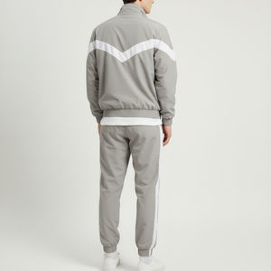 Survêtements personnalisés pour hommes avec logo OEM, coupe-vent bicolore, ensemble 2 pièces pour la gym, joggers unisexes à fermeture éclair, streetwear imprimé, survêtements mi-lourds - Product Image 5