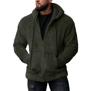 7 Color Option Men Fleece <b>Hoodie</b> Coats Autumn Winter Tie Collar Pocket Soft Flurry Fleece <b>Zip</b> <b>up</b> Sweatshirt FYY-90090 - <b>Black</b>, M - Product Image 6