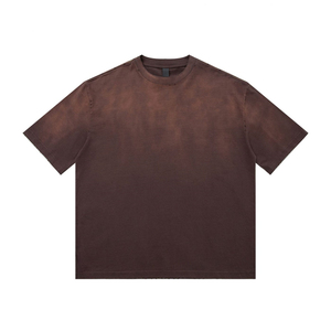 T-shirt Boxy Court à Épaules Tombantes Personnalisé pour Homme, Effet Délavé au Soleil et Acide, Coton Lourd Respirant, Coupe Oversize, Fournisseur - Product Image 4