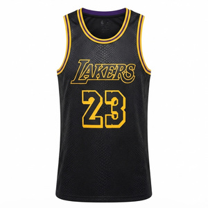 Lakers 23 Men's Basketball Jersey Black Yellow Mesh Sleeveless Neck Breathable Windproof Eco-Friendly Polyester/Nylon Customized - Product Image 4