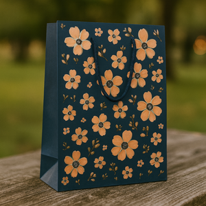 Sac cadeau en papier de luxe imprimé sur mesure avec poignées, design floral, sac de shopping recyclable pour boutique, cadeau ou emballage de détail - Product Image 6