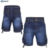 Shorts en jean délavé pour homme, taille mi-haute, avec broderies et applications, respirant, écologique, séchage rapide, fermeture éclair et bouton, style streetwear décontracté