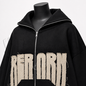 Custom <b>Zip</b> <b>Up</b> <b>Hoodie</b> Streetwear <b>Graphic</b> Patchwork Hooded Sweatshirt Oversized OEM ODM Wholesale Manufacturer - Product Image 6
