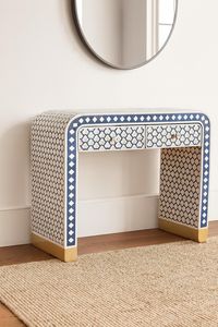 Table console moderne en os incrusté avec des détails géométriques élégants pour la décoration contemporaine du salon - Product Image 2