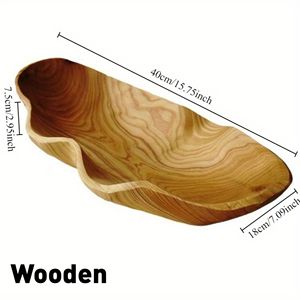 Elegante Bandeja de Madera Maciza de Estilo Vintage, 1 Pieza, para Frutas, Bocadillos y Llaves, Bandeja Decorativa para Cocina y Comedor - Product Image 2