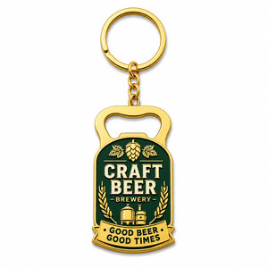 Llavero Abridor de Botellas Metálico para Cervecerías Artesanales y Salones de Cerveza — Logotipo Grabado, Latón Antiguo o Acero Inoxidable, Pedidos al por Mayor OEM - Product Image 1
