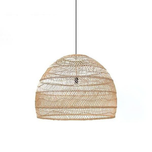 Decorative cone-shaped rattan pendant <b>lights</b>, chandeliers for living rooms and restaurants, natural round shapes. - Product Image 6