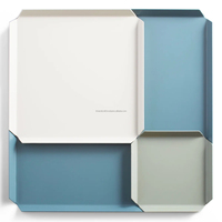 Plateau carré moderne de luxe en acier inoxydable, nouvelle arrivée, design personnalisable, émaillé, revêtement en poudre, écologique, compatible lave-vaisselle, vente en gros