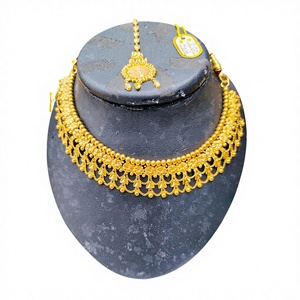 Collar de Oro Sólido de 22K con Colgante, Joyería Tradicional India para Novias, Bodas, Fiestas, Elegante y Moderno, Oro Puro - Product Image 1