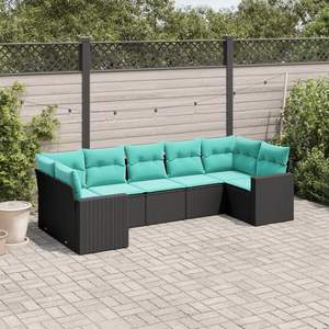 Conjunto de Sofás Modulares Grandes de Ratán PE Negro para Jardín, Muebles Modulares Elegantes para Exteriores - Product Image 1