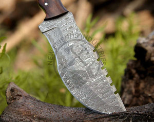 Couteau de chasse Tracker en acier Damas fait main, neuf, avec manche en bois et cor de cerf, lame pleine longueur de 6 pouces, couteau de camping - Product Image 4