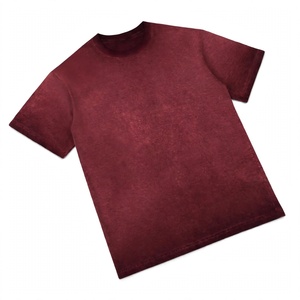 Men's Casual Short Sleeve T-Shirt Loose Fit Solid Acid Wash 100% Cotton Jersey 260g O-Neck Regular Fit Plain Dyed Knitted <b>Fabric</b> - Product Image 3