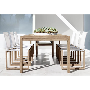 Mesa de Comedor Rectangular Moderna para Exteriores, Grande, de Madera de Teca Sólida, Diseño Minimalista, Tablero de Listones, Impermeable y Duradera, Muebles para Villa - Product Image 4