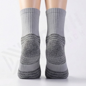 Gray Crew <b>Socks</b> Solid Color Knitted Breathable Cotton Polyester Spandex Adult Casual Daily Wear Spring Season - Product Image 2