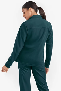 Women Medical Scrubs Fleece Jacket Set Dark Green Hospital Uniform Full Zip Front Pocket Design High Quality Women Operating - Product Image 3