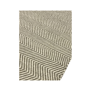 Handwoven Jute Wool Dhurrie Runner <b>Rug</b> <b>Grey</b> & <b>Cream</b> Herringbone Chevron Flat Weave Floor Mat 200x80 cm - Product Image 2