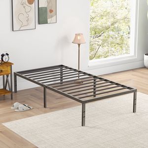 Heavy Duty Metal <b>Twin</b> <b>Bed</b> <b>Frame</b> with Storage 14 Inch High Sturdy Steel Slats No Box Spring Needed Minimalist Design - Product Image 1