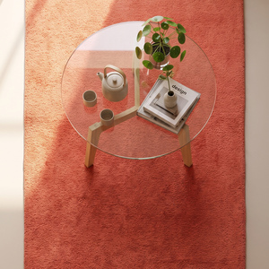 Tapis en laine terracotta uni tufté à la main, moelleux, antidérapant, à poils moyens, pour chambre, salon, entrée, maison moderne - Product Image 4