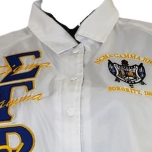 Chaqueta de Sororidad Blanca Personalizada para Mujer, con Logotipo Griego Bordado, Manga Larga, Estilo Casual Universitario, Venta al Por Mayor - Product Image 2